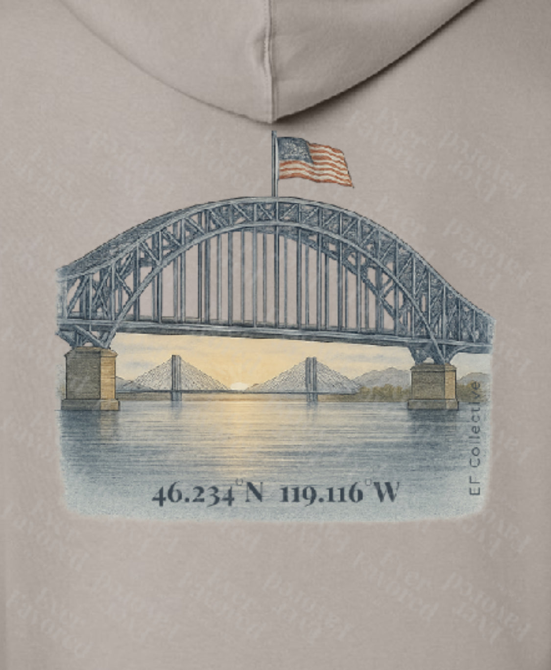 Blue Bridge Coordinates Hoodie – Cement